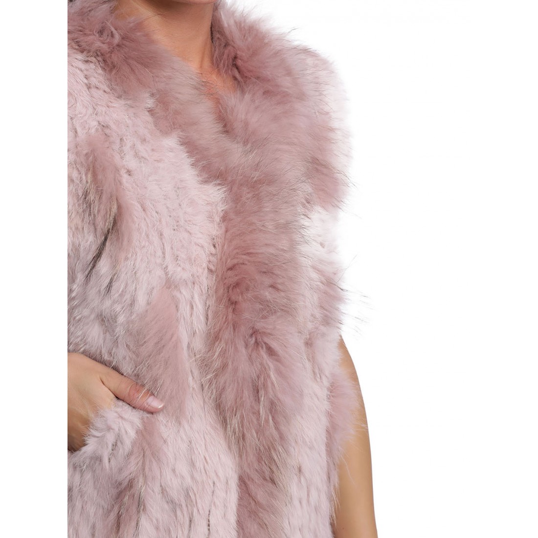 gilet fourrure rose sans manche