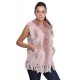 Gilet fourrure lapin et racoon femme MonCuir K250259-71 rose