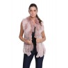 Gilet fourrure lapin et racoon femme MonCuir K250259-71 rose