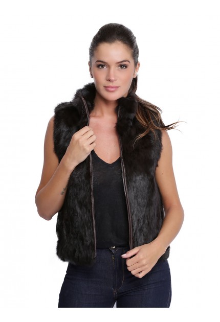 Gilet fourrure lapin femme MonCuir K2500255 marron