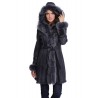 Manteau Newty de Giovanni en fourrure femme bleu