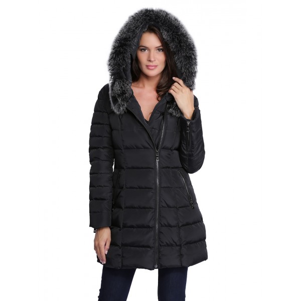 manteau avec capuche fourrure femme