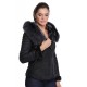 Veste en cuir avec capuche en fourrure pour femme Birky noir