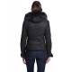 Veste en cuir avec capuche en fourrure pour femme Birky noir