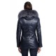 Doudoune en cuir avec capuche en fourrure pour femme Giovanni Niny bleu