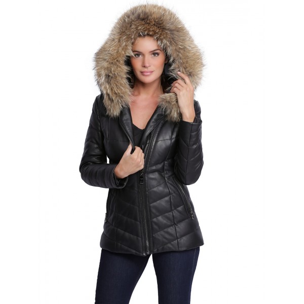 gilet fourrure a capuche femme