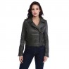 Blouson cuir femme Oakwood Yoko 62326 kaki