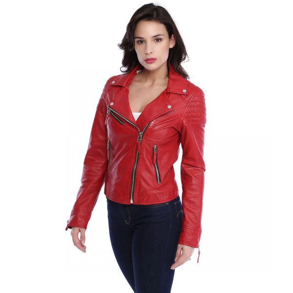 Blouson Oakwood Feu Femme Salome Rouge Cuir Y7bfgy6