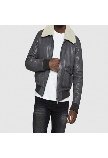 BLOUSON CUIR PILOT JANEIRO REDSKINS GRIS