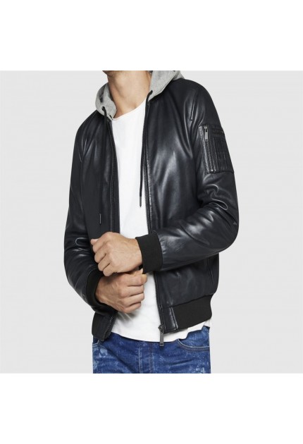 veste cuir a capuche