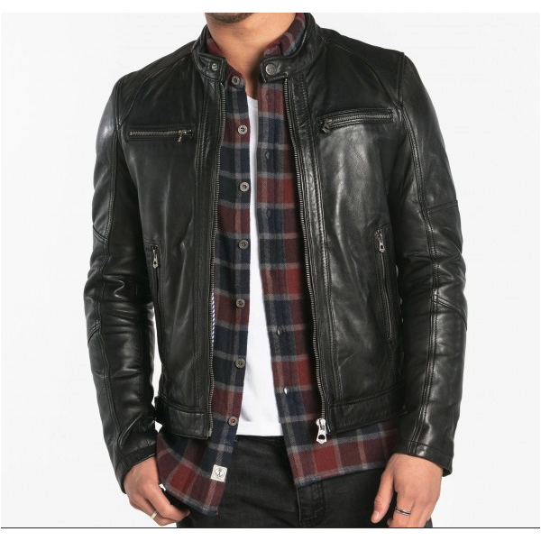 BLOUSON CUIR EMERSON SANDRO DAYTONA HOMME NOIR