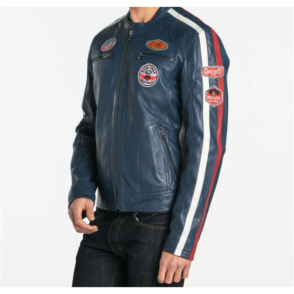 BLOUSON CUIR OLIVER DAYTONA HOMME BLEU