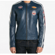 BLOUSON CUIR OLIVER DAYTONA HOMME BLEU