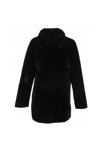 MANTEAU COURT EN FAUSSE FOURRURE COL CHEMISE LUNA OAKWOOD NOIR 501