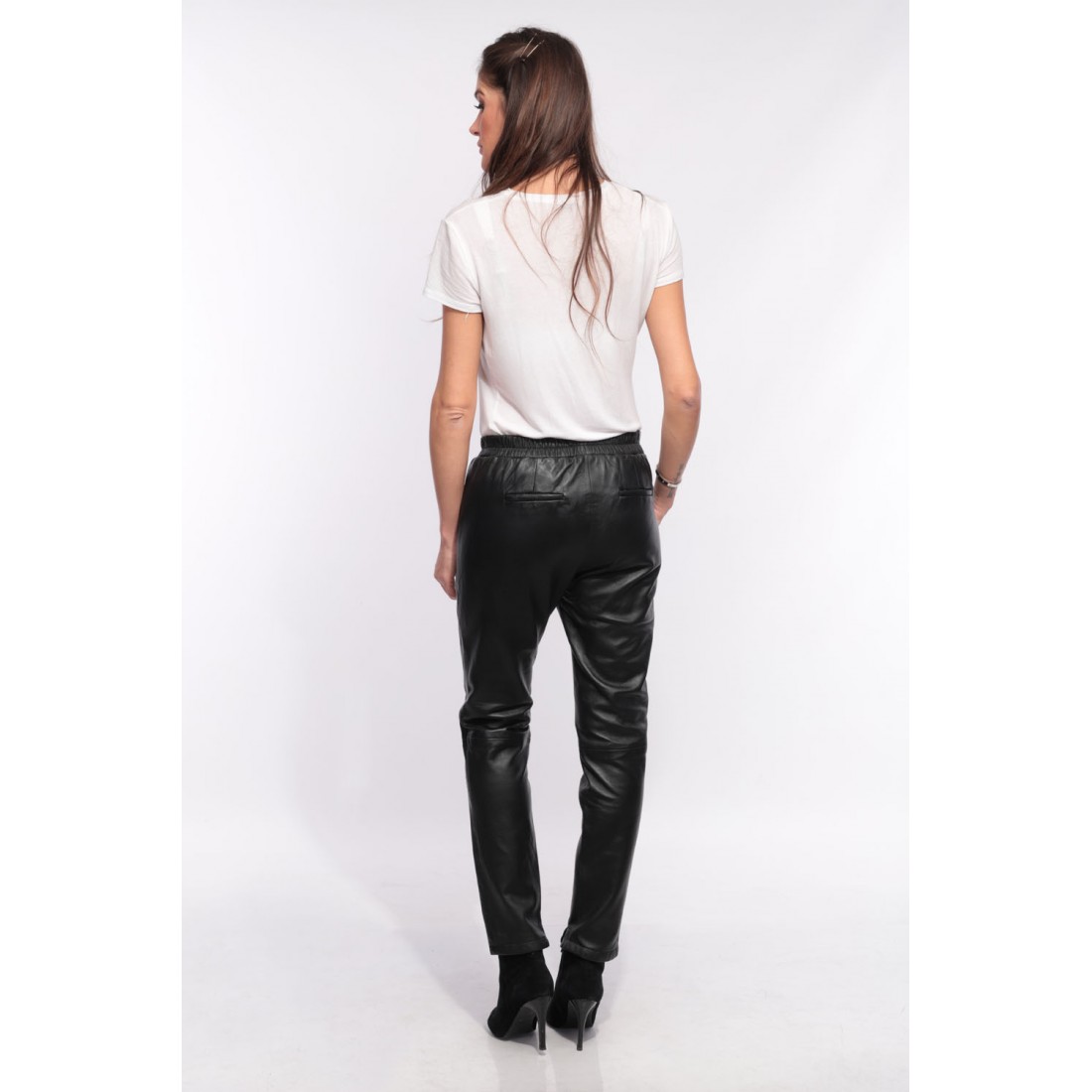 Pantalon en cuir noir femme 501