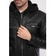 BLOUSON EN CUIR VÉRITABLE À CAPUCHE AMOVIBLE DRINK OAKWOOD NOIR 501