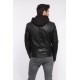 BLOUSON EN CUIR VÉRITABLE À CAPUCHE AMOVIBLE DRINK OAKWOOD NOIR 501