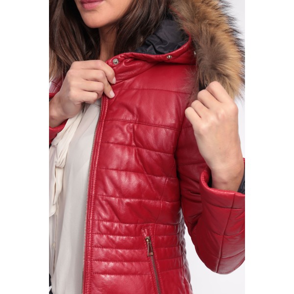 Doudoune femme rouge best sale capuche