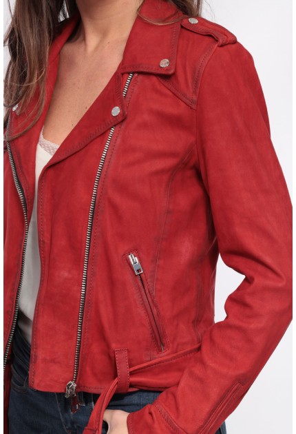 Blouson cuir Nubuck femme Oakwood Please Rouge 538