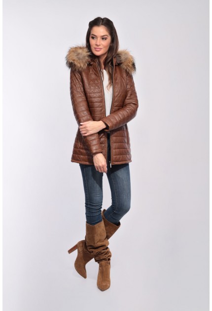 parka cuir femme