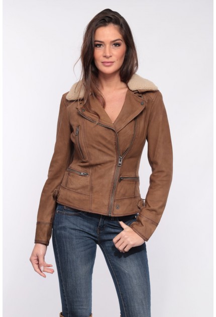 Bikers Gear Australia New Craig Waxed Nubuck With Removable Hood Premium Nubuck Leather With Removable Motorcycle Jacket CE 1621-1 Brown/Black Large