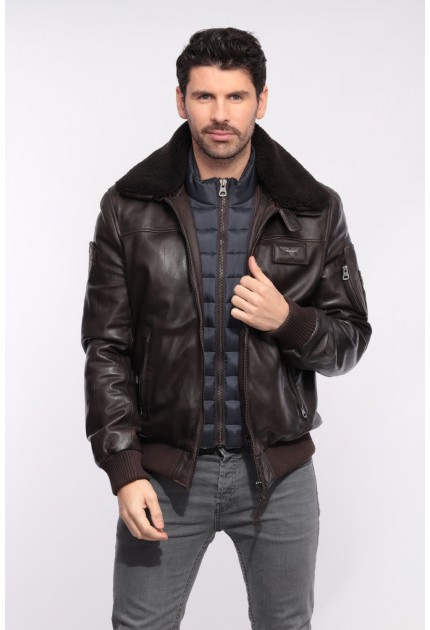 BLOUSON CUIR RAFAL YCON REDSKINS MARRON