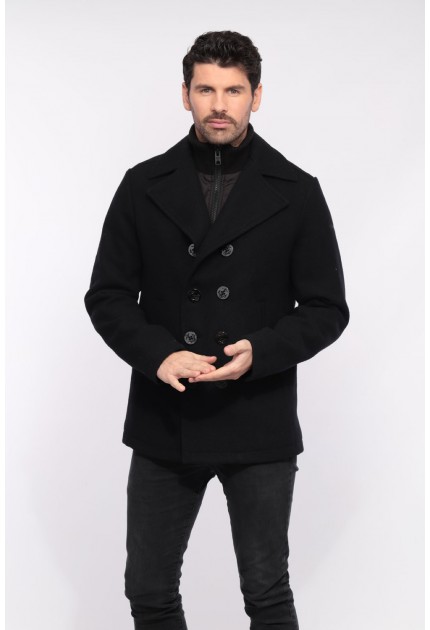 Manteau cyclone 2 de Schott en laine homme dark navy