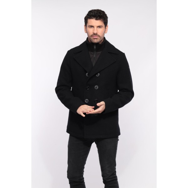 Manteau cyclone 2 de Schott en laine homme dark navy