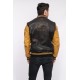 BLOUSON CUIR BOMBERY BADGES DAYTONA HOMME BLACK YELLOW