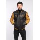BLOUSON CUIR BOMBERY BADGES DAYTONA HOMME BLACK YELLOW