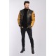 BLOUSON CUIR BOMBERY BADGES DAYTONA HOMME BLACK YELLOW