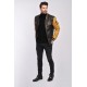 BLOUSON CUIR BOMBERY BADGES DAYTONA HOMME BLACK YELLOW