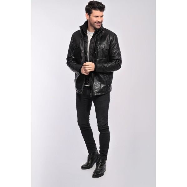 VESTE EN CUIR HOMME ANDERSON DAYTONA NOIR