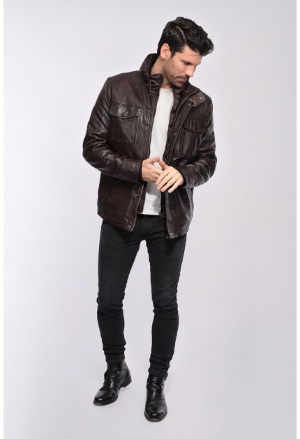 Blouson cuir hiver homme