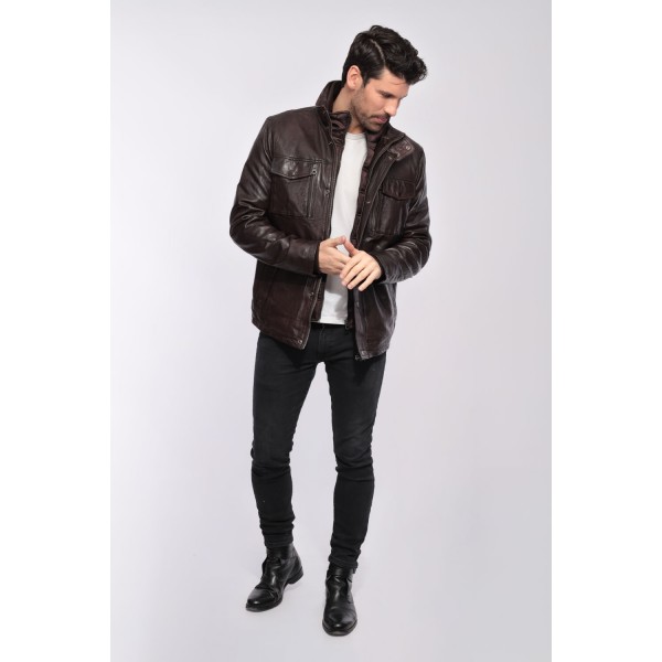 VESTE EN CUIR HOMME ANDERSON DAYTONA REDDISH BROWN