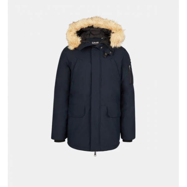 Parka mi longue capuche Nelson de Schott homme bleu marine