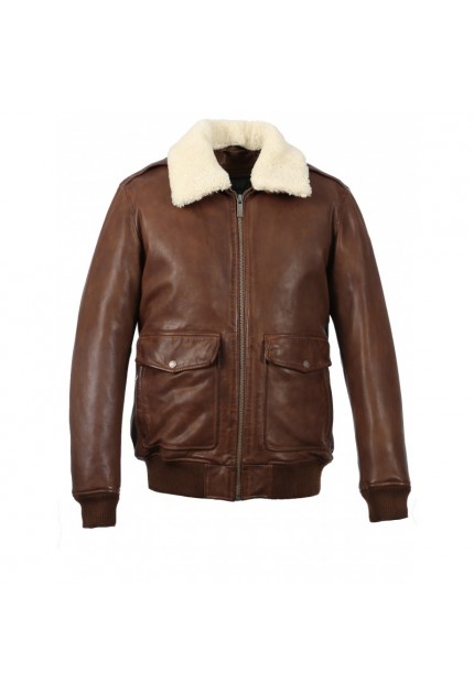 BLOUSON AVIATEUR EN CUIR VERITABLE ANDERSEN OAKWOOD COGNAC 507