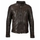 BLOUSON EN CUIR VÉRITABLE À CAPUCHE AMOVIBLE DRINK OAKWOOD CHOCOLAT 505