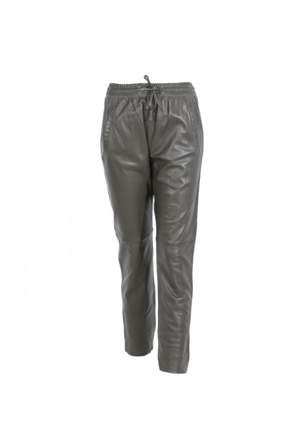 Pantalon jogpant en cuir véritable Oakwood Gift kaki foncé 626