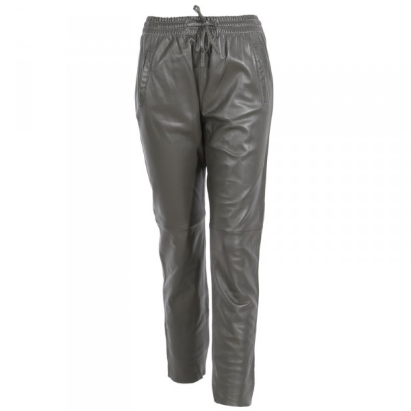 Pantalon jogpant en cuir véritable Oakwood Gift kaki foncé 626