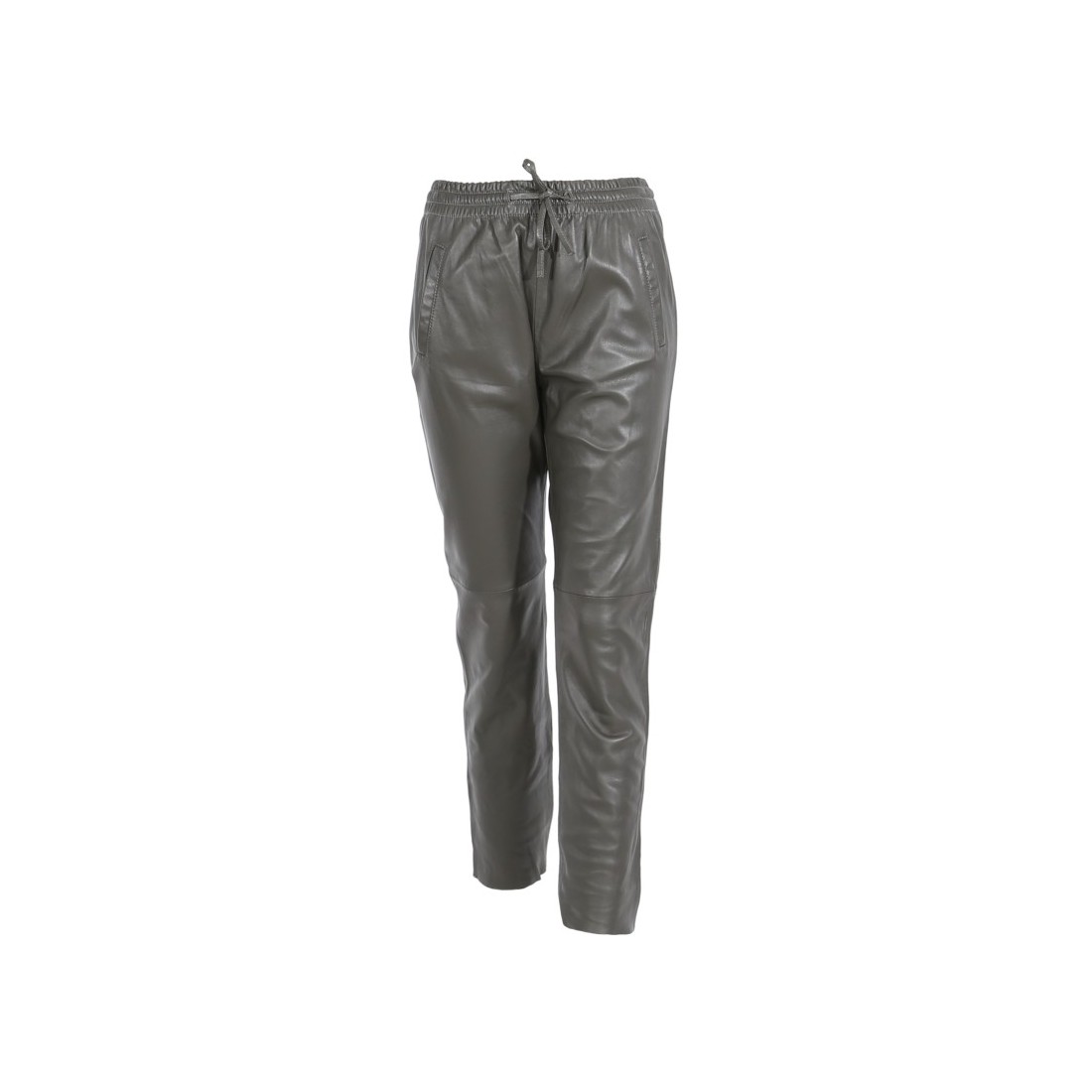 Pantalon jogpant en cuir veritable Oakwood Gift kaki fonce 626