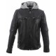 Blouson en cuir véritable à capuche amovible Brother noir 501