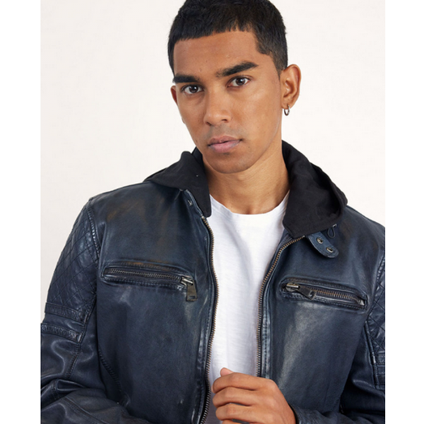 VESTE CUIR NITRO BARCELONA NAVY BLUE